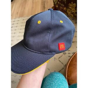 McDonald’s Employee Uniform Hat – Navy & Yellow Crew Cap, Adjustable Snapback